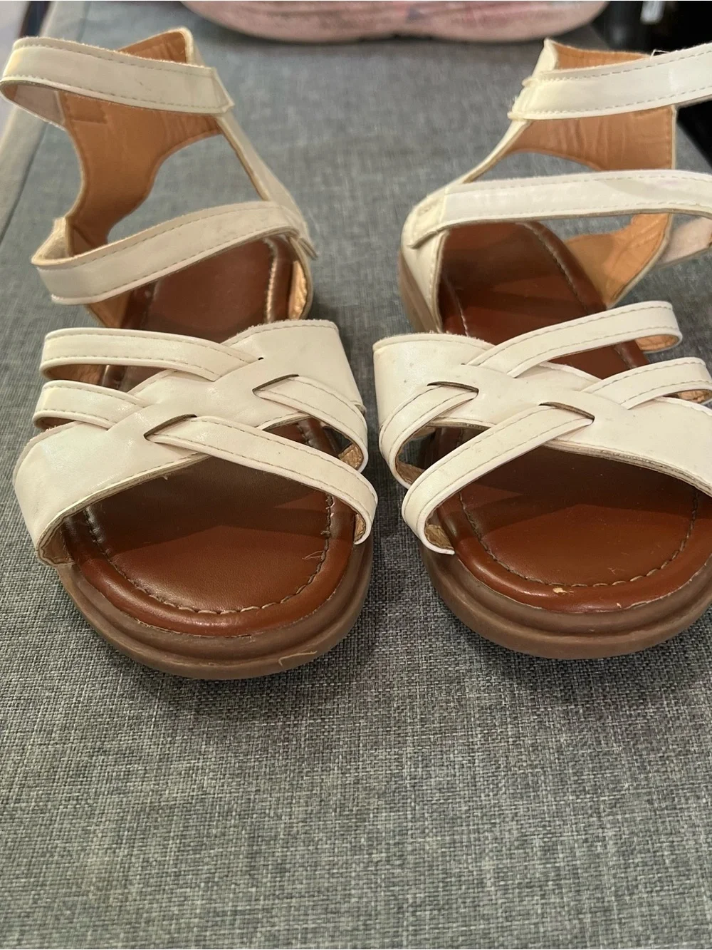 Girls Velcro white strappy sandals
